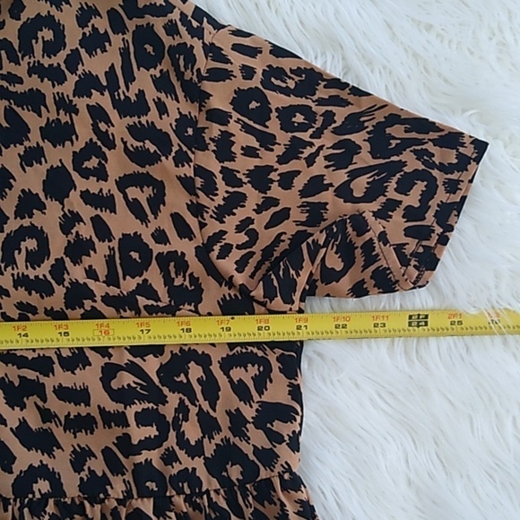 NWOT Missguided Brown Leopard Print Shirt Smock Mini Dress - Picture 14 of 16